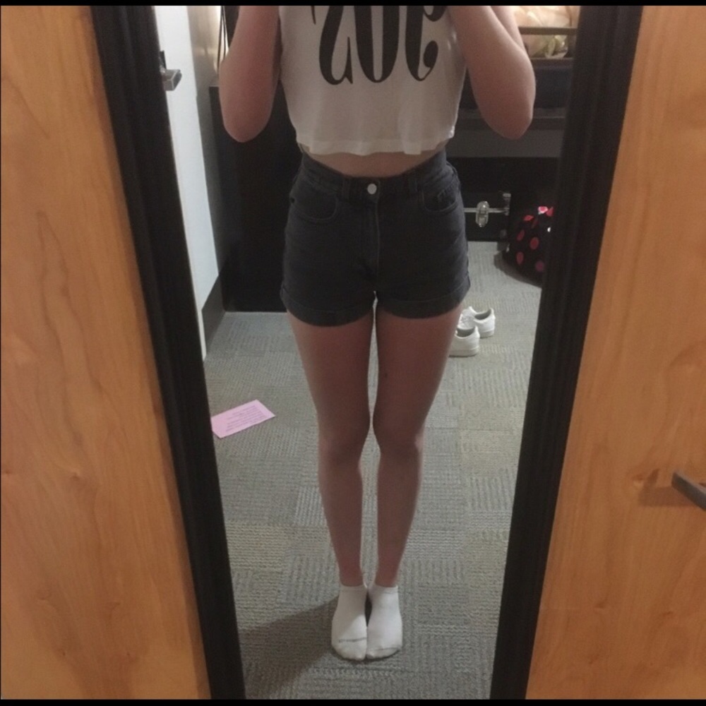 American Apparel Denim High Waisted Cuff Short